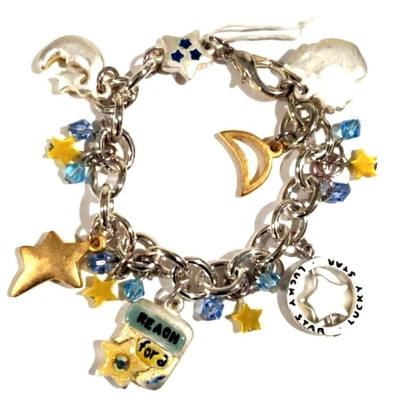 Celestial Charm Bracelet w/ Stars, Moon & Inspirational, Women's Fashion Jewelry - Picture 3 of 9